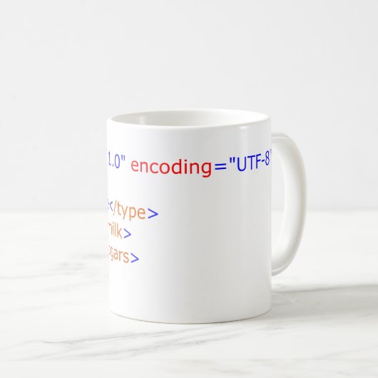 XML Programmierungskaffee-Tasse Kaffeetasse (VorderseiteRechts)