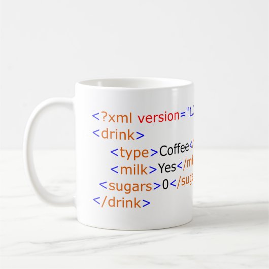 XML Programmierungskaffee-Tasse Kaffeetasse (Links)