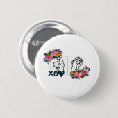 XO (ASL umarmt u. küsst Hand) Button (Vorne & Hinten)