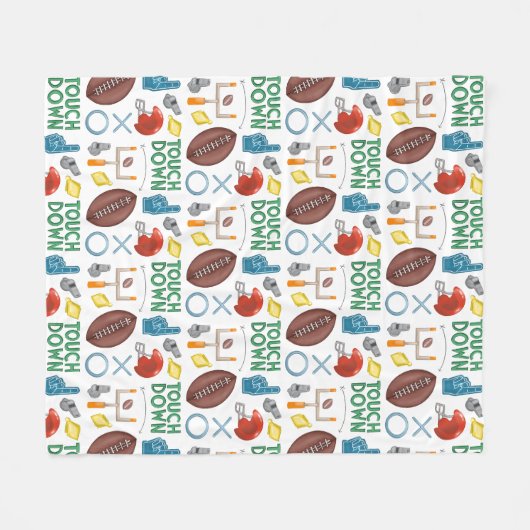 XO Fußballsaison Touchdown First Down Tailgate Fleecedecke (Vorderseite (Horizontal))