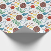 XO Fußballsaison Touchdown First Down Tailgate Geschenkpapier (Ecke)
