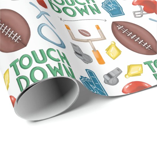 XO Fußballsaison Touchdown First Down Tailgate Geschenkpapier (Rolleneckpunkt)