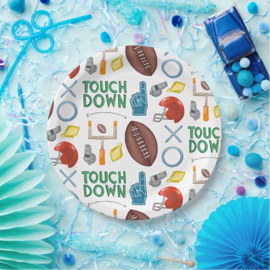 XO Fußballsaison Touchdown First Down Tailgate Pappteller (Party)