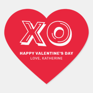 XO Happy valentine's Day Red modernen Brauch niedl Herz-Aufkleber