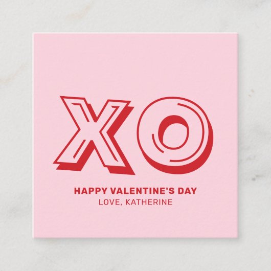XO Happy valentine's Day rosa modernen Brauch Begleitkarte (Vorderseite)