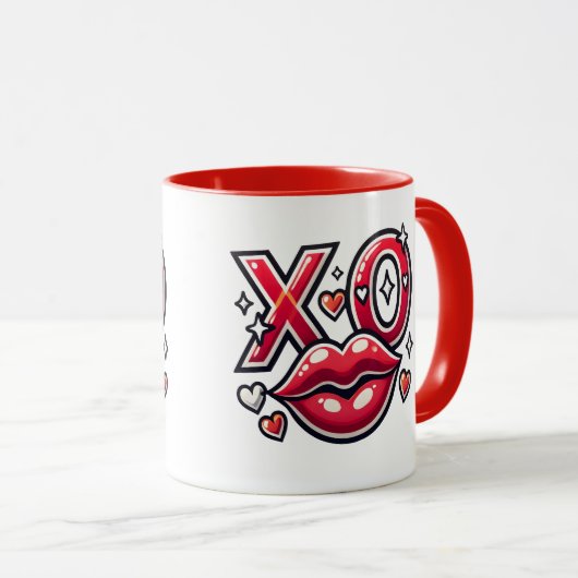 XO Kiss und Herzkunst Tasse (VorderseiteRechts)