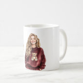 XO Mädchen Burgunder-Teddybär-Top Kaffeetasse (VorderseiteRechts)