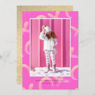 XO Pattern Neon Pink Foto Valentine's Day Card Einladung