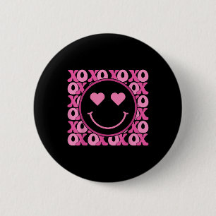 Xo Pink Smile Face Herz Augen Groovy Herz Valenti Button