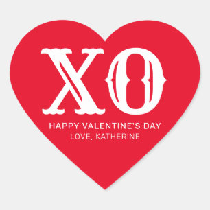 XO-Typografie niedlicher Valentinstag Herz-Aufkleber