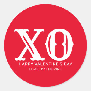 XO-Typografie niedlicher Valentinstag Runder Aufkleber