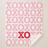 XO Valentine Hugs Kisses Pattern Pink Red Sherpadecke (Vorderseite)