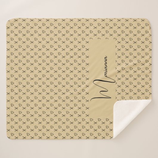 Xo Valentines Hearts Muster Mit Monogramm Sherpadecke (Vorderseite (Horizontal))