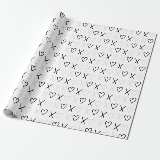 Xo Valentines Hearts Pattern Geschenkpapier (Ungerollt)