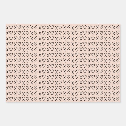 Xo Valentines Hearts Pattern Geschenkpapier Set (Vorderseite 3)