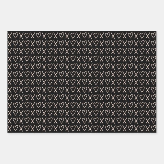 Xo Valentines Hearts Pattern Geschenkpapier Set (Vorderseite 2)