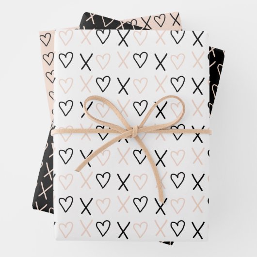 Xo Valentines Hearts Pattern Geschenkpapier Set (Beispiel)