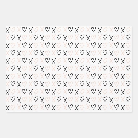 Xo Valentines Hearts Pattern Geschenkpapier Set (Vorderseite)