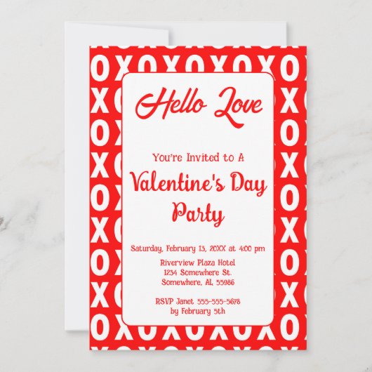 XO Valentinstag Party Einladung (Vorderseite)