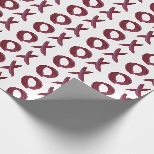XO X O Hugs & Kisses in Red Trendy Wrapping Paper Geschenkpapier (Ecke)