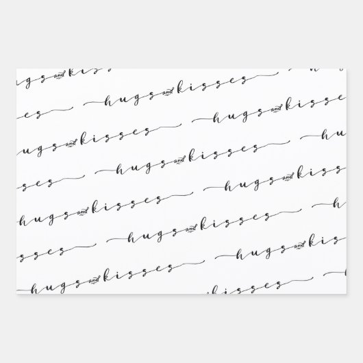 XO XO Be Mine White & Black Calligraphy Valentine Geschenkpapier Set (Vorderseite 3)