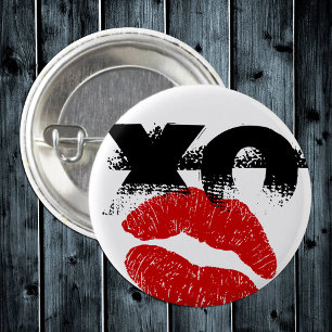 XO XO küss mich Retro-Button /Hühner, Junggesellen Button