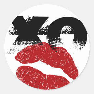 XO XO Küssen Sie mir Retro-Stickers / Fun Party Runder Aufkleber
