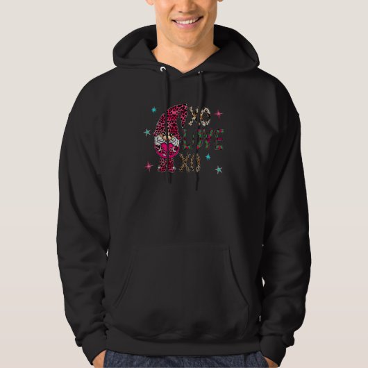 Xo Xo Love Gnome Happy Valentine's Day Leopard Pla Hoodie (Vorderseite)