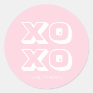 XO XO rosa, moderne, fette Typografie Runder Aufkleber