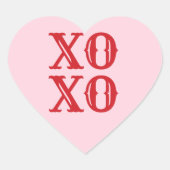 XO XO rosa niedliche moderne Typografie Herz-Aufkleber (Vorderseite)