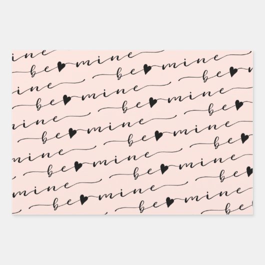 XO XO Sei meine rosa und schwarze Kalligrafie Vale Geschenkpapier Set (Vorderseite 2)