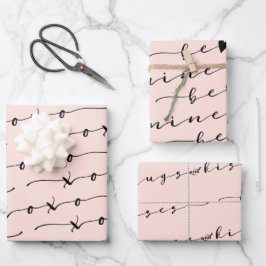 XO XO Sei meine rosa und schwarze Kalligrafie Vale Geschenkpapier Set