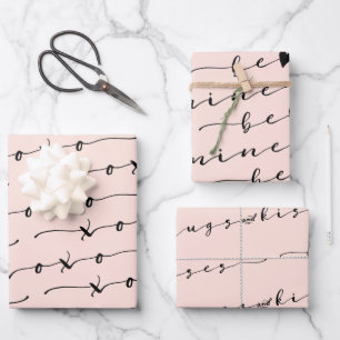 XO XO Sei meine rosa und schwarze Kalligrafie Vale Geschenkpapier Set
