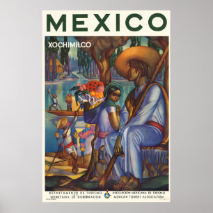 Xochimilco Mexico City Mexiko Vintage Reise Poster