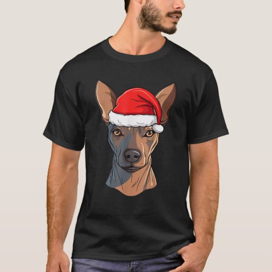 Xolo Christmas Santa Hairless Mexican Dog Cute Hol T-Shirt (Vorderseite)