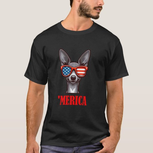Xoloitzcuintle Merica 4. Juli US-Flagge T-Shirt (Vorderseite)