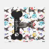 Xoloitzcuintli Knochen und Paws Print Fleecedecke (Vorderseite (Horizontal))