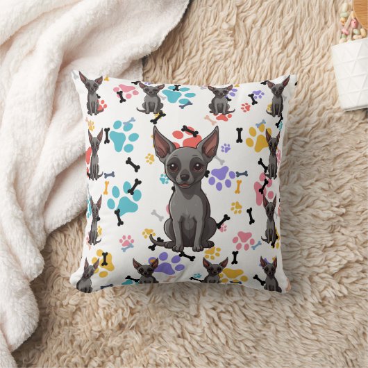 Xoloitzcuintli Knochen und Paws Print Kissen (Decke)