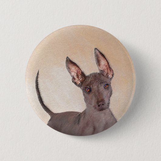 Xoloitzcuintli Malerei - Niedliche Original Dog Ar Button (Vorderseite)