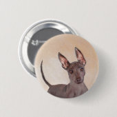 Xoloitzcuintli Malerei - Niedliche Original Dog Ar Button (Vorne & Hinten)