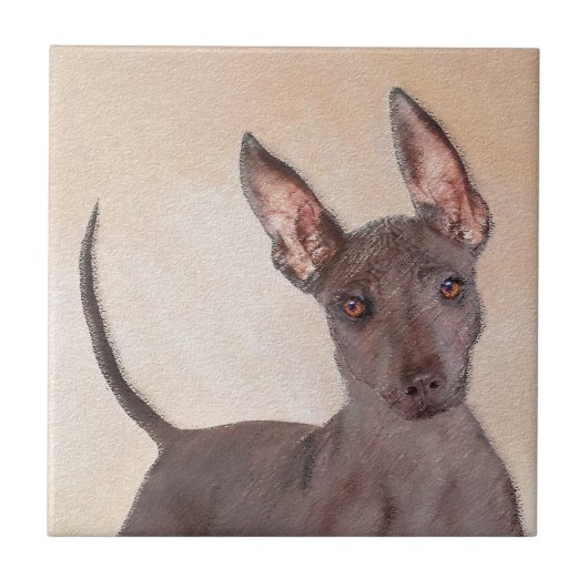 Xoloitzcuintli Malerei - Niedliche Original Dog Ar Fliese (Vorderseite)