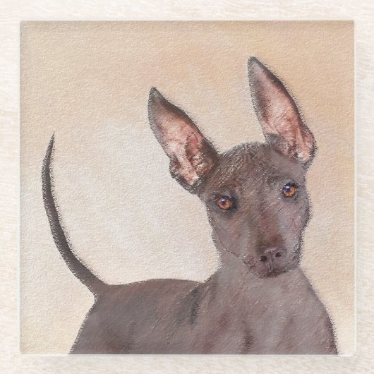 Xoloitzcuintli Malerei - Niedliche Original Dog Ar Glasuntersetzer (Vorderseite)