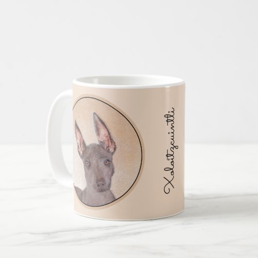 Xoloitzcuintli Malerei - Niedliche Original Dog Ar Kaffeetasse (Vorderseite Links)