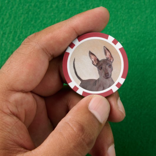 Xoloitzcuintli Malerei - Niedliche Original Dog Ar Pokerchips (Hand)