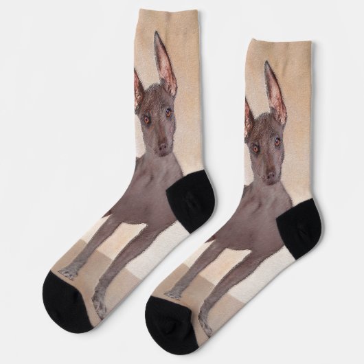 Xoloitzcuintli Malerei - Niedliche Original Dog Ar Socken (Linkes Detail)