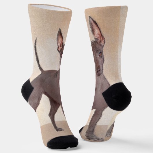 Xoloitzcuintli Malerei - Niedliche Original Dog Ar Socken (Gewinkelt)