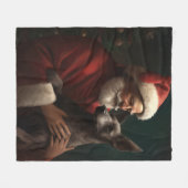 Xoloitzcuintli mit dem Weihnachtsmann Weihnachten Fleecedecke (Vorderseite (Horizontal))