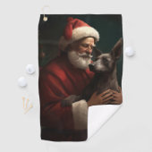 Xoloitzcuintli mit dem Weihnachtsmann Weihnachten Golfhandtuch (Insitu)