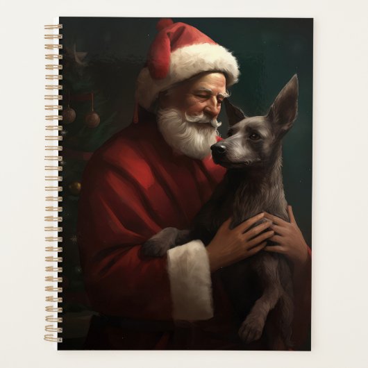Xoloitzcuintli mit dem Weihnachtsmann Weihnachten Planer (Vorderseite)