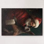 Xoloitzcuintli mit dem Weihnachtsmann Weihnachten Puzzle (Horizontal)